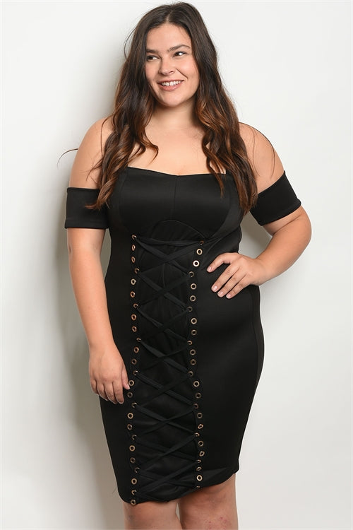 black corset bodycon plus size dress