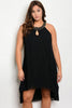 Black Flowy Jeweled Neckline High Low Plus Size Dress