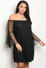 Black Mesh Lace Bell Sleeve Plus Size Dress