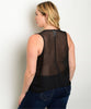 Women's Plus Size Black Layered Top with Necklace