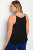 Women's Plus Size Black Ruffled Neckline Sleeveless Top