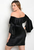 Black Velvet Cold Shoulder Bodycon Dress