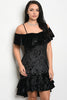 Black Velvet Cold Shoulder Plus Size Cocktail Dress