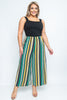Black and Green Stripe Plus Size Jumpsuit