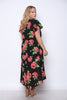 Black Floral Print High Low Plus Size Maxi Dress