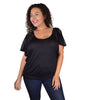 Women's Plus Size Black Kimono Sleeve Top with Lace Accents