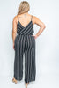 Black Stripe Wrap Inspired Plus Size Jumpsuit