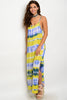 Misses Yellow and Green Tie Dye Maxi Dress with Side Slits