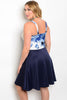 Women's Plus Size Navy Blue and White Floral Dress
