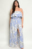 blue floral cold shoulder romper maxi dress 