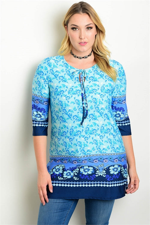 blue floral tunic top 
