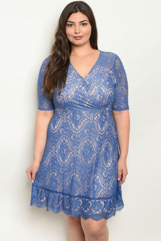 Blue Lace Plus Size Dress