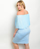 Women's Plus Size Blue Bodycon Dress with Ruffled Accents