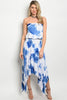 Misses Blue and Ivory Strapless Tie Dye Maxi Dress