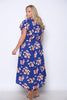 Royal Blue Floral Print High Low Plus Size Maxi Dress