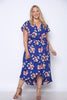Royal Blue Floral Print High Low Plus Size Maxi Dress