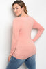 Blush Pink Long Sleeve Jersey Knit Plus Size Top