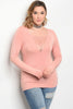 Blush Pink Long Sleeve Jersey Knit Plus Size Top