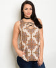 Women's Plus Size Brown and White Criss Cross Front Top