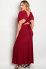 Women's Plus Size Long Burgundy Evening Gown Dress with Side Slits