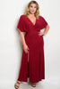 Women's Plus Size Long Burgundy Evening Gown Dress with Side Slits