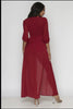 Burgundy Red Long Sleeve Romper Maxi Dress