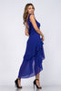 Cobalt Blue High Low Ruffled Maxi Dress