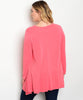 Women's Plus Size Coral Pink Tunic Top with Keyhole Neckline
