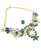 Emerald Faceted Colored Stones Necklace and Earring Set