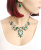 Emerald Faceted Colored Stones Necklace and Earring Set