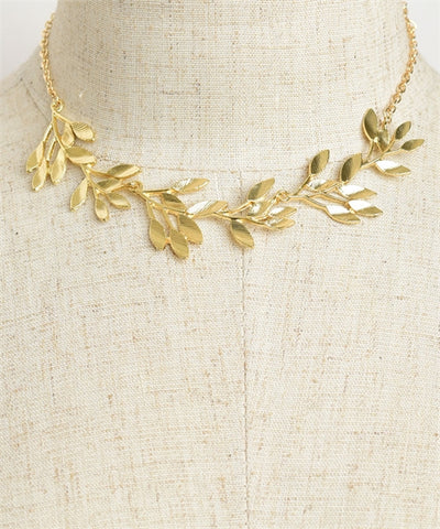 Multi Leaf Chain Necklace Gold Plate Silver Plate