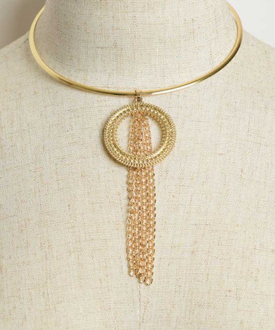 Goldplated Choker Necklace with Tassel Accents