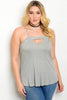 Gray Ribbed Jersey Knit Plus Size Tank Top