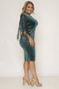 Green Velvet Plus Size Bodycon Dress with Fringe