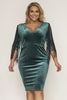 Green Velvet Plus Size Bodycon Dress with Fringe
