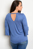 Women's Plus Size Indigo Blue Bell Sleeve Top
