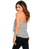 Misses Ivory Leopard Print Tank Top with Fringe Accents