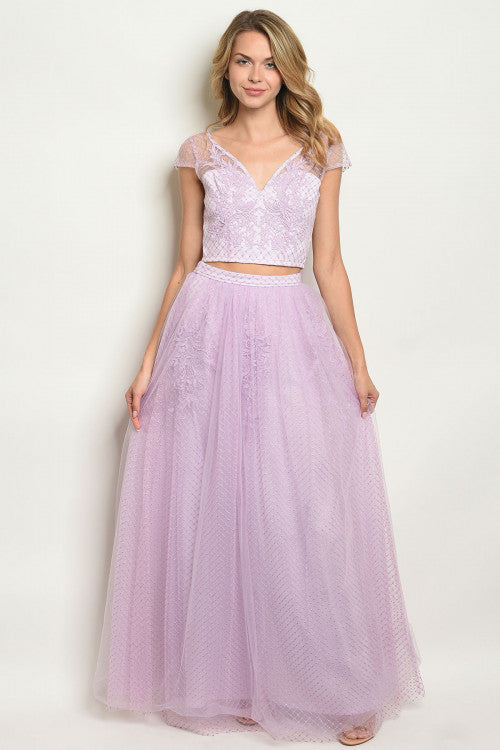 lavender lace top and skirt set 