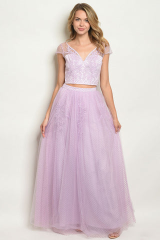 2pc Lavender Lace Top and Skirt Set