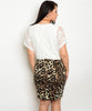 Women's Plus Size Leopard Print and Lace Bodycon Dress