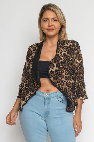 Leopard Animal Print Plus Size Cardigan Jacket