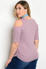 Women's Plus Size Lilac Purple Exposed Shoulder Top