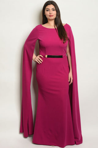 Magenta Pink Bodycon Long Plus Size Gown