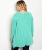 Women's Plus Size Mint Green Tunic Top with Keyhole Neckline