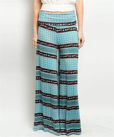 Misses Aqua Blue and Black Palazzo Pants