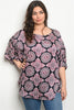 navy blue abstract print plus size tunic top 