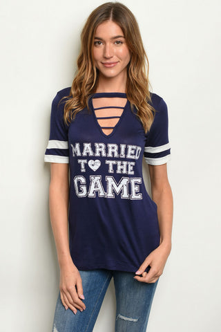 Navy Blue Jersey Knit Top