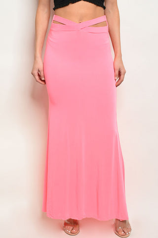 Strappy Neon Pink Maxi Skirt