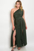 Women's Plus Size Olive Green One Shoulder Long Evening Gown Dress