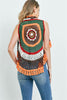 Orange and Brown Crocheted Cardigan Vest